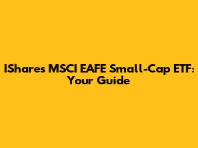 IShares MSCI EAFE Small-Cap ETF: Your Guide