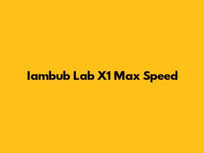 Iambub Lab X1 Max Speed