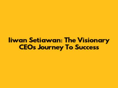 Iiwan Setiawan: The Visionary CEO's Journey To Success