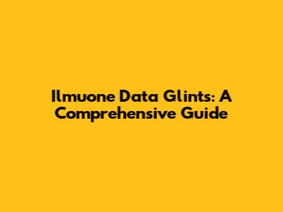 Ilmuone Data Glints: A Comprehensive Guide