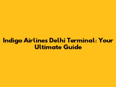 Indigo Airlines Delhi Terminal: Your Ultimate Guide