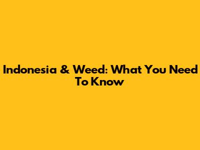 Indonesia & Weed: What You Need To Know
