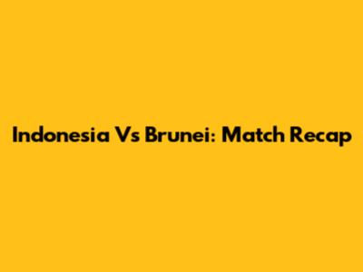 Indonesia Vs Brunei: Match Recap
