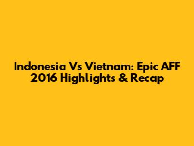 Indonesia Vs Vietnam: Epic AFF 2016 Highlights & Recap