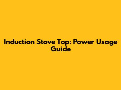 Induction Stove Top: Power Usage Guide