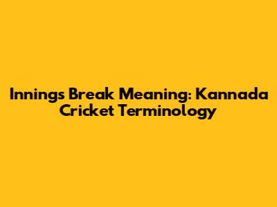 Innings Break Meaning: Kannada Cricket Terminology