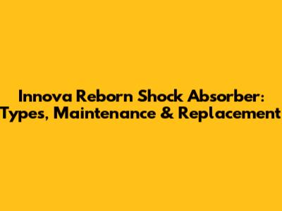 Innova Reborn Shock Absorber: Types, Maintenance & Replacement