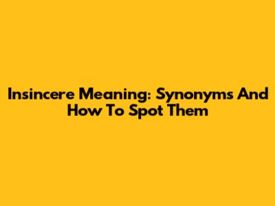 Insincere Meaning: Synonyms And How To Spot Them