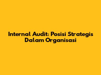 Internal Audit: Posisi Strategis Dalam Organisasi