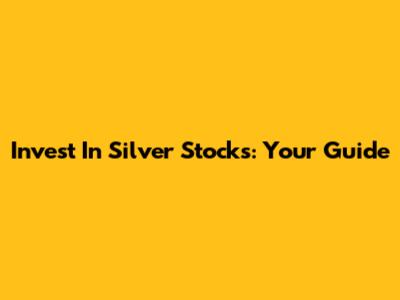 Invest In Silver Stocks: Your Guide