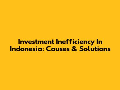 Investment Inefficiency In Indonesia: Causes & Solutions