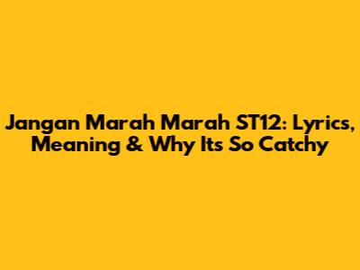 Jangan Marah Marah ST12: Lyrics, Meaning & Why It's So Catchy