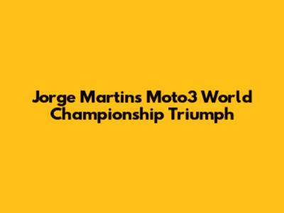 Jorge Martin's Moto3 World Championship Triumph