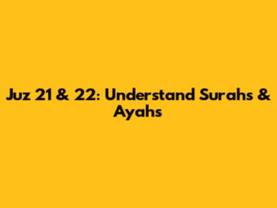 Juz 21 & 22: Understand Surahs & Ayahs