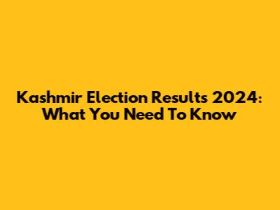 Kashmir Election Results 2024: What You Need To Know