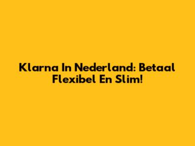 Klarna In Nederland: Betaal Flexibel En Slim!