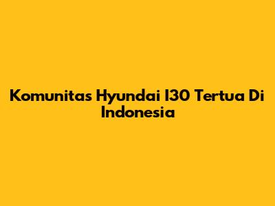 Komunitas Hyundai I30 Tertua Di Indonesia