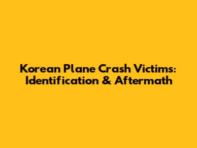Korean Plane Crash Victims: Identification & Aftermath