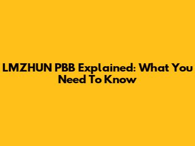 LMZHUN PBB Explained: What You Need To Know