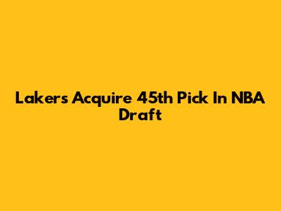 Lakers Acquire 45th Pick In NBA Draft