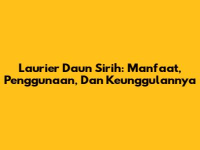 Laurier Daun Sirih: Manfaat, Penggunaan, Dan Keunggulannya