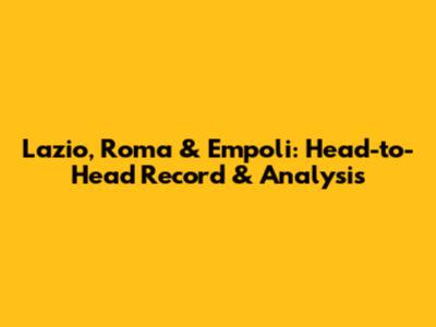 Lazio, Roma & Empoli: Head-to-Head Record & Analysis