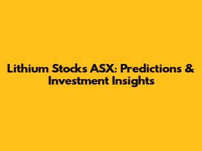 Lithium Stocks ASX: Predictions & Investment Insights