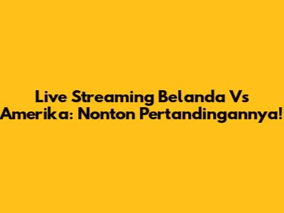 Live Streaming Belanda Vs Amerika: Nonton Pertandingannya!