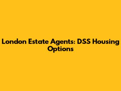 London Estate Agents: DSS Housing Options