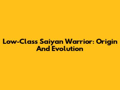 Low-Class Saiyan Warrior: Origin And Evolution
