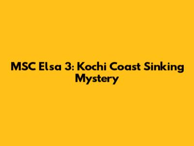 MSC Elsa 3: Kochi Coast Sinking Mystery