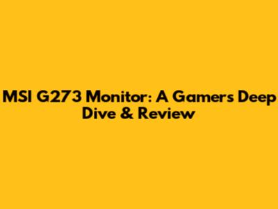 MSI G273 Monitor: A Gamer's Deep Dive & Review