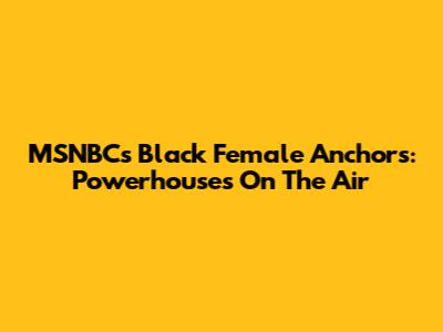 MSNBC's Black Female Anchors: Powerhouses On The Air