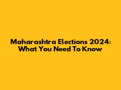 Maharashtra Elections 2024: What You Need To Know