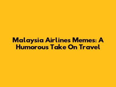Malaysia Airlines Memes: A Humorous Take On Travel