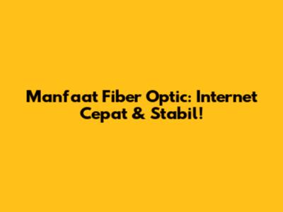 Manfaat Fiber Optic: Internet Cepat & Stabil!