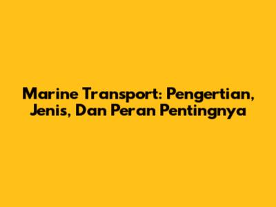 Marine Transport: Pengertian, Jenis, Dan Peran Pentingnya