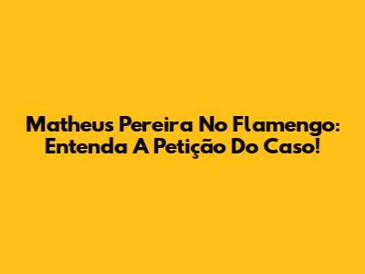 Matheus Pereira No Flamengo: Entenda A Petição Do Caso!