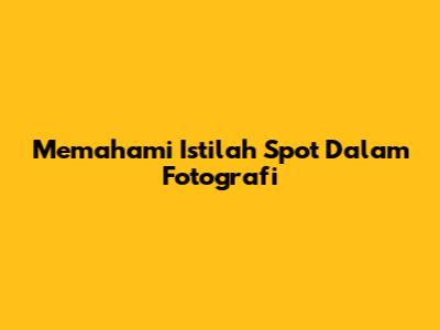 Memahami Istilah Spot Dalam Fotografi