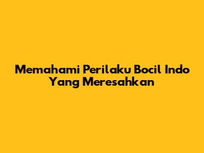 Memahami Perilaku Bocil Indo Yang Meresahkan