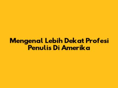 Mengenal Lebih Dekat Profesi Penulis Di Amerika