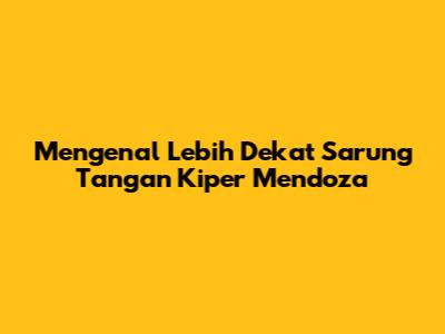 Mengenal Lebih Dekat Sarung Tangan Kiper Mendoza