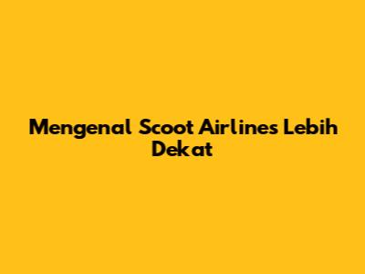 Mengenal Scoot Airlines Lebih Dekat
