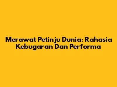 Merawat Petinju Dunia: Rahasia Kebugaran Dan Performa