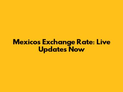 Mexico's Exchange Rate: Live Updates Now
