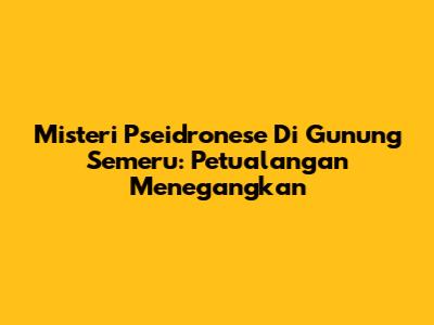 Misteri Pseidronese Di Gunung Semeru: Petualangan Menegangkan