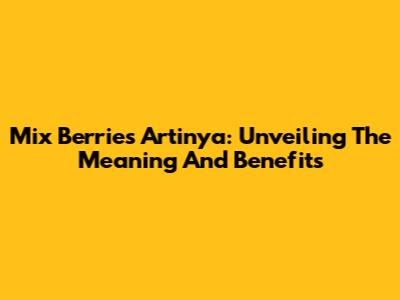 Mix Berries Artinya: Unveiling The Meaning And Benefits