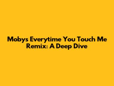 Moby's 'Everytime You Touch Me' Remix: A Deep Dive