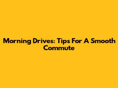 Morning Drives: Tips For A Smooth Commute
