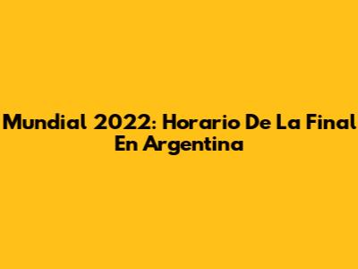 Mundial 2022: Horario De La Final En Argentina